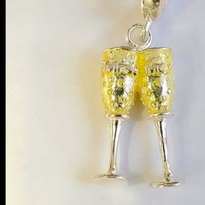 🆕925 Sterling Silver Champagne Glasses pendant